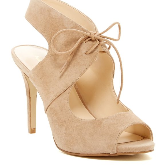 Nine West Suede Sandal Heel Peep Toe Suede Heels - Picture 1 of 2